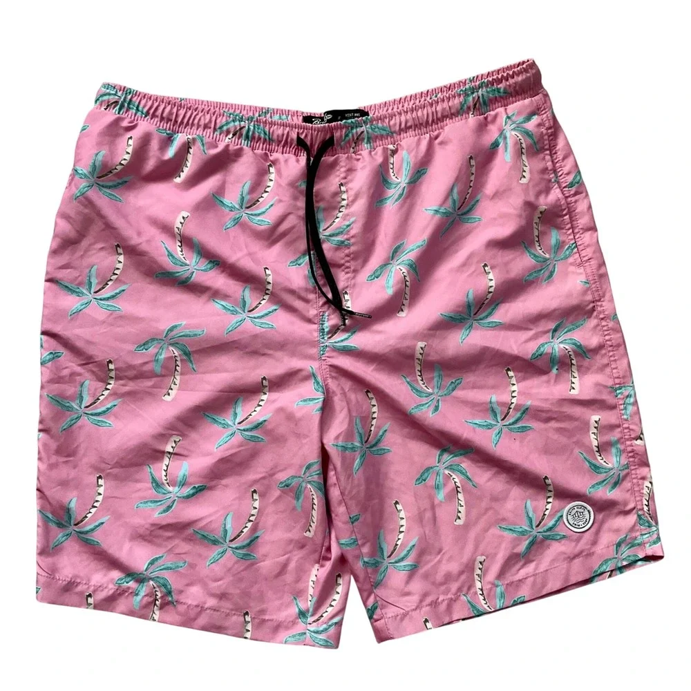 BKLYN Cloth Mens Kent Ave Volley Swim Trunks Shorts Palm Tree 2XL Bathing Suit